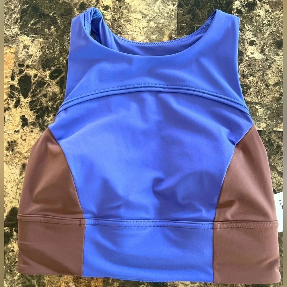 LULULEMON HIKE TO SWIN BRA SIZE 4 PURPLE AND BROWN COLOR NWT